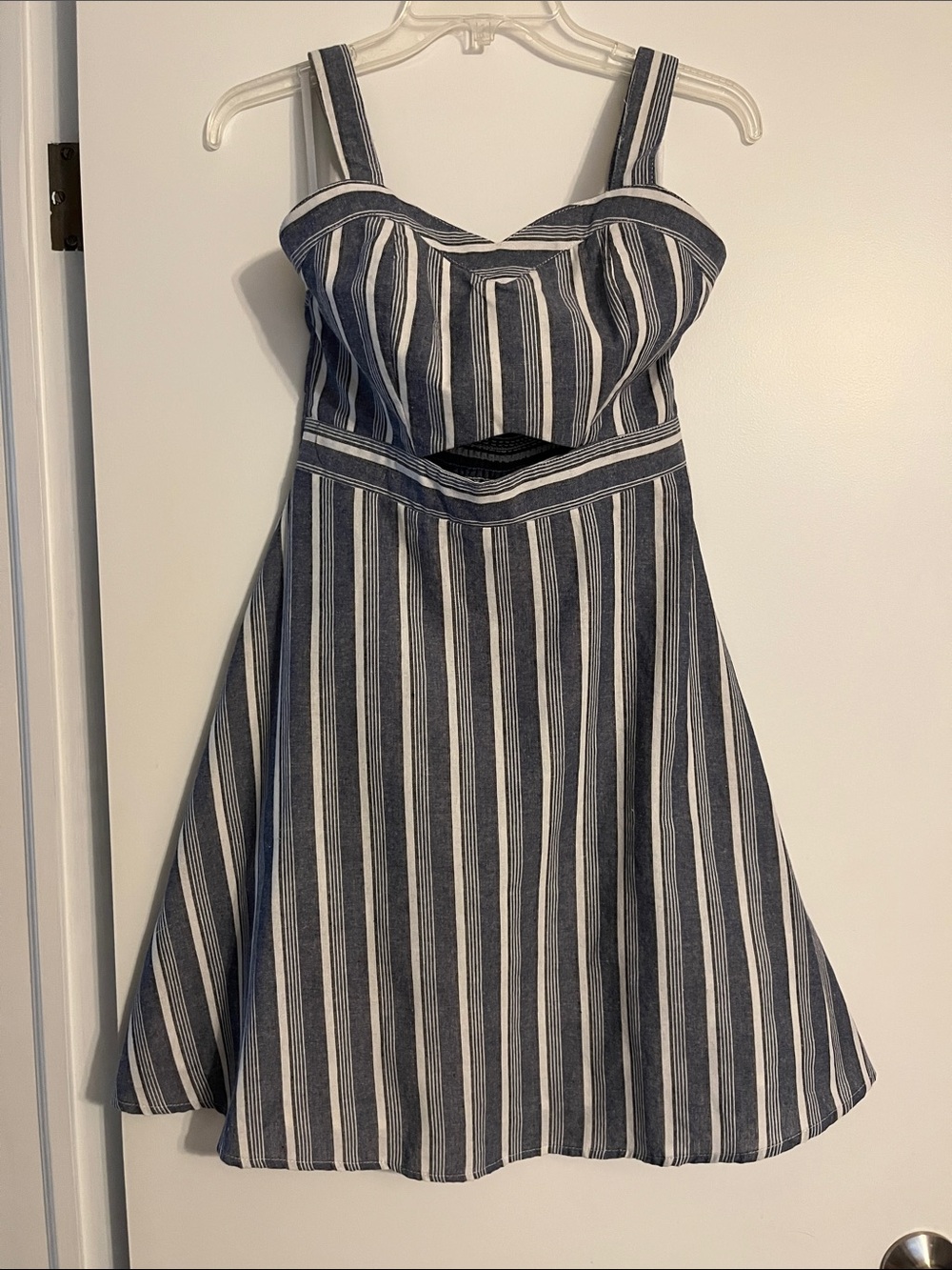 Altar'd State Navy & White Striped Fit-and-Flare Dress S